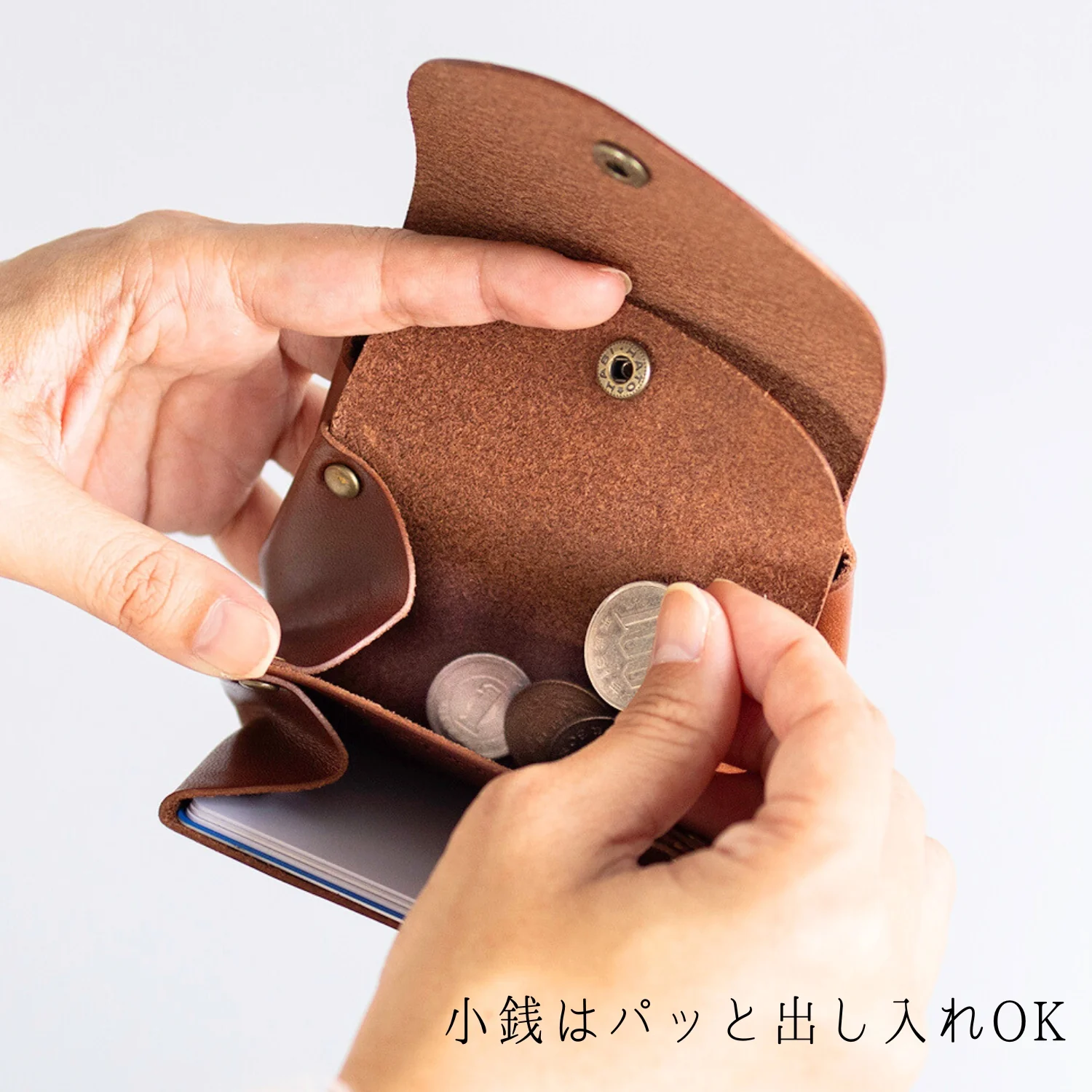 【STATUSY】『コロンと可愛いミニ財布』 栃木レザー 日本製 カード7枚 紙幣10枚 小銭25枚 収納可 - Image 9